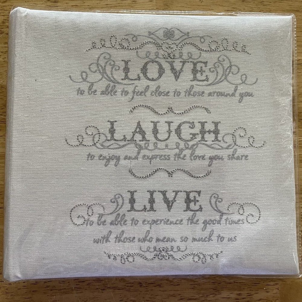 Nicole Miller‎ Photo Album Love Laugh Live White Gray Silver